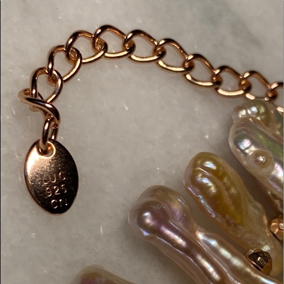 Iris & Lily Jewelry Keshi Pearl Hematite Sterling Silver Gold